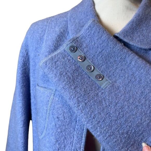 Lands' End 100% Wool Coat in Periwinkle Collared Front Pockets Size 12 - Picture 5 of 12